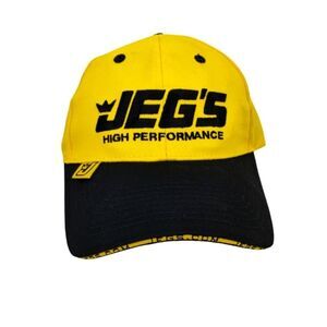 Jegs High Performance Hat Ball Cap Yellow Black Adjustable Embroidered Baseball